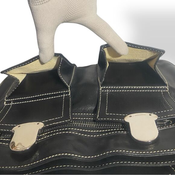 Vintage Mark Jacobs Black Genuine Leather Shoulder Hobo Bag Multi Pocket Purse - Picture 5 of 16